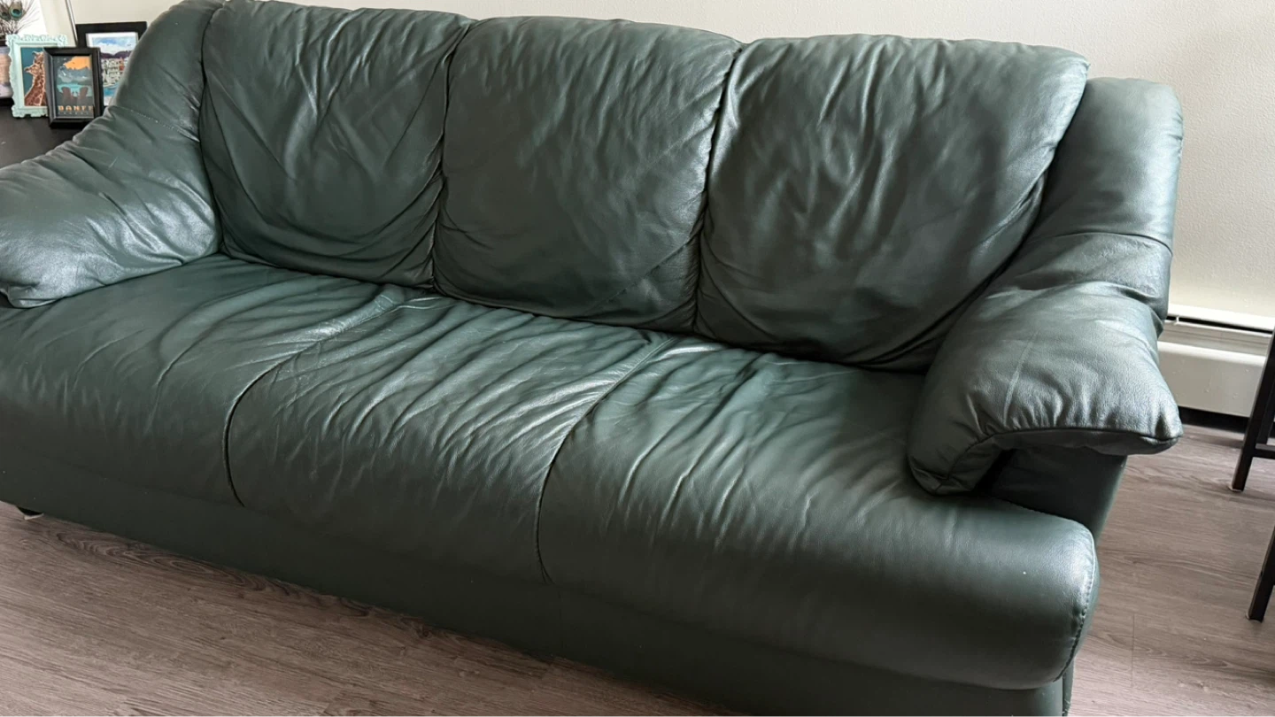 Green Leather Sofa - photo 2