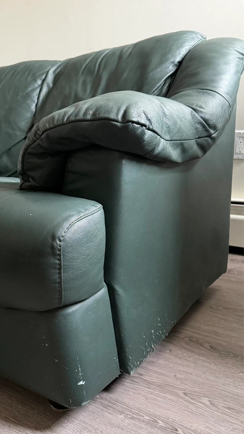 Green Leather Sofa - photo 3