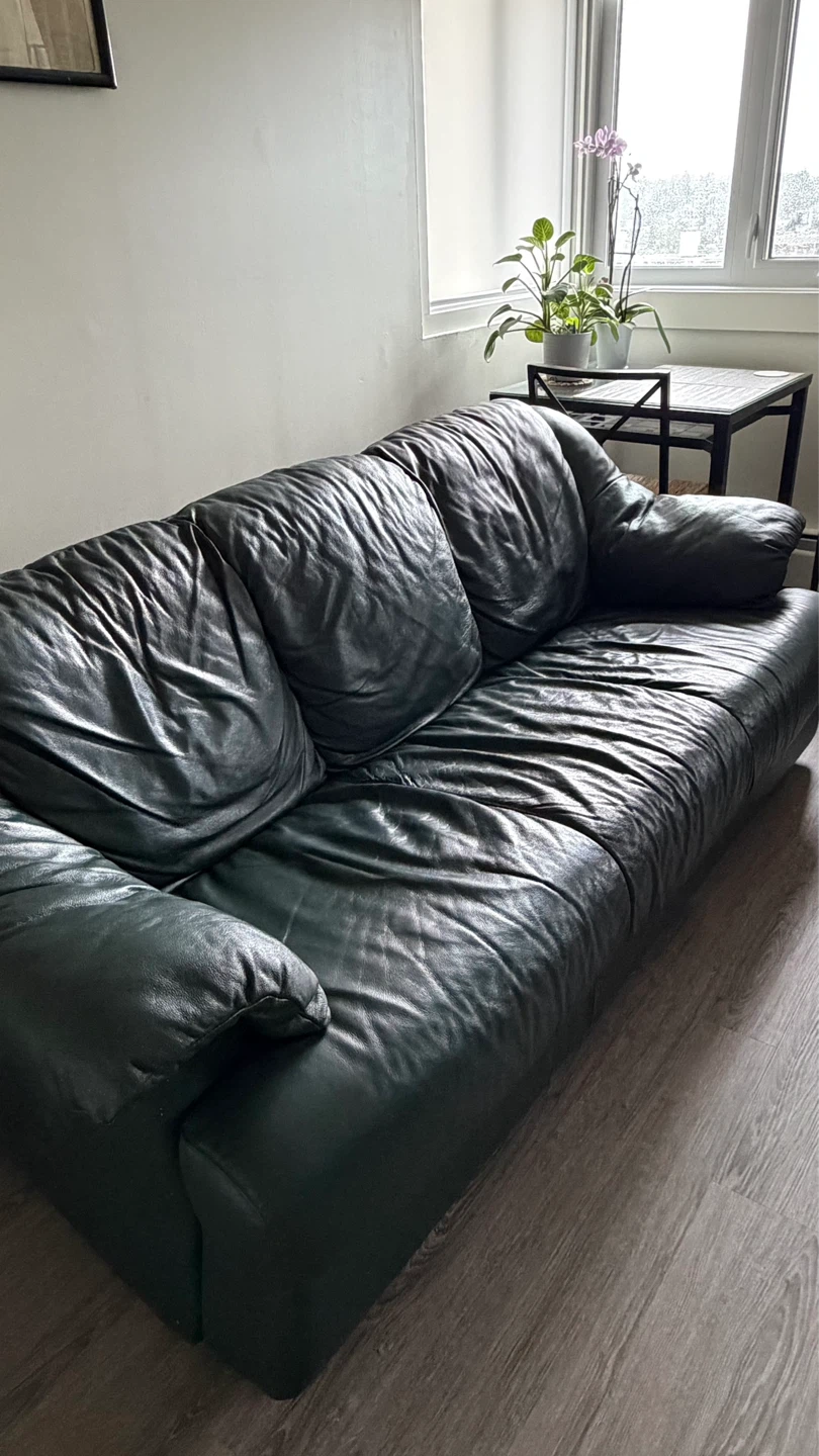 Green Leather Sofa - photo 4