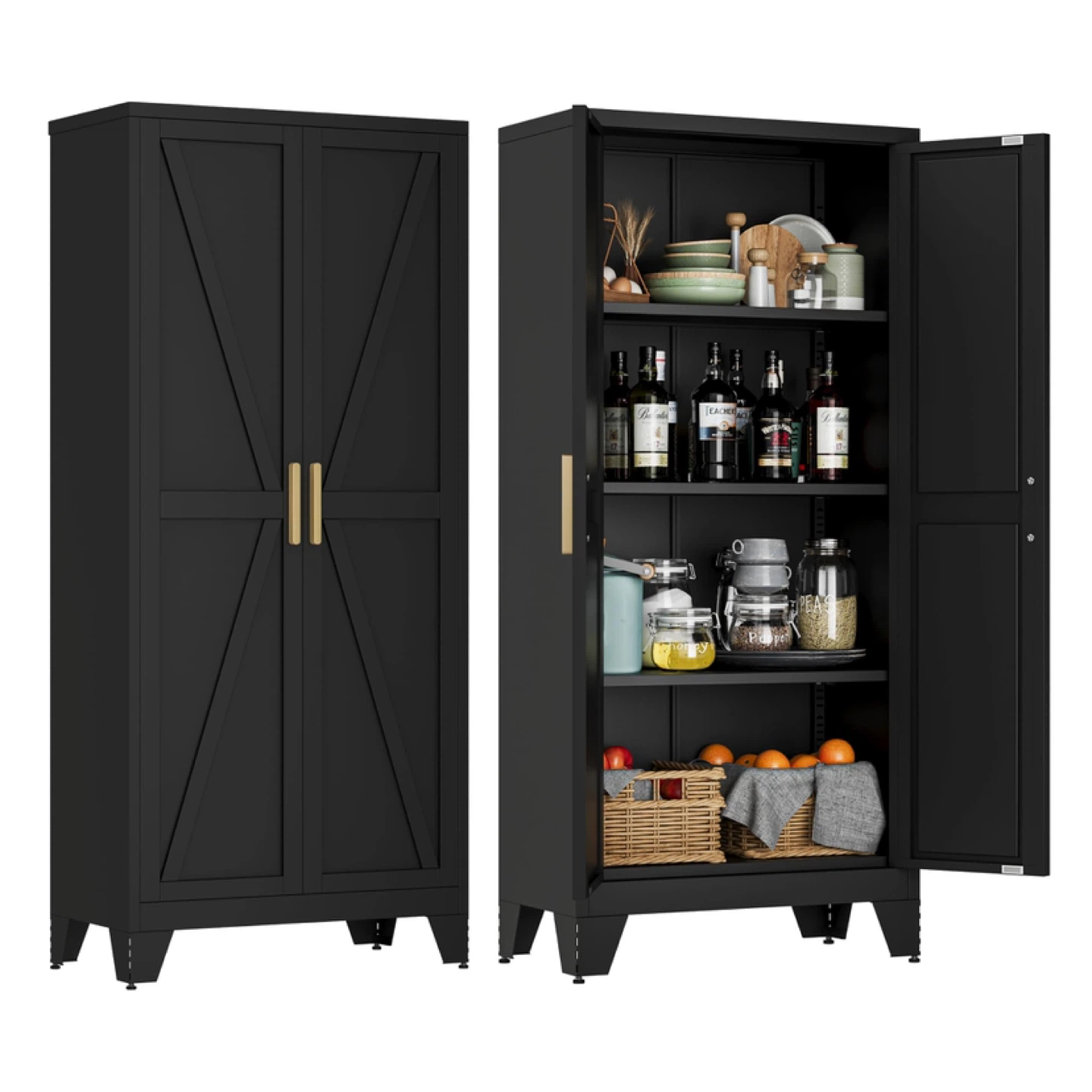 LCAOPC 61" Tall Metal Storage Cabinet with 2 Doors