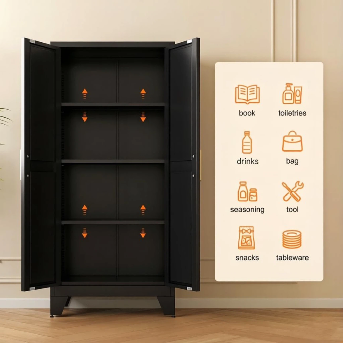 LCAOPC 61" Tall Metal Storage Cabinet with 2 Doors - photo 5