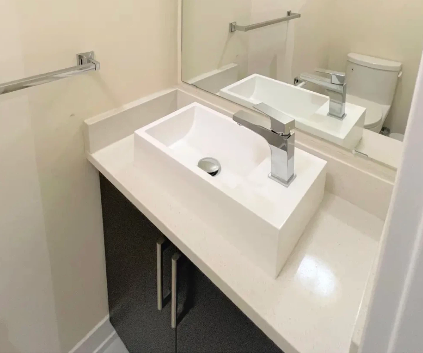 White Bathroom Vanity Top with Vessel Sink - photo 3