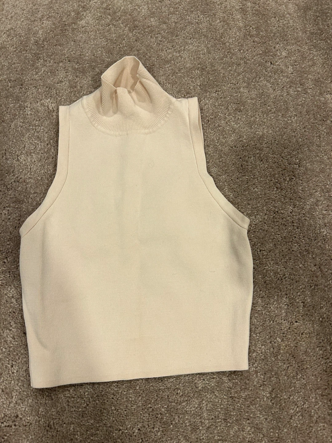 ZARA Beige Turtleneck Sleeveless Crop Top