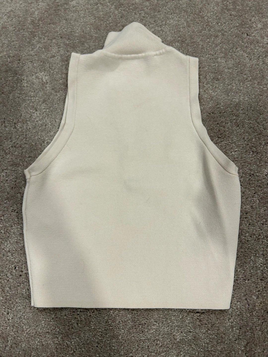 ZARA Beige Turtleneck Sleeveless Crop Top - photo 2