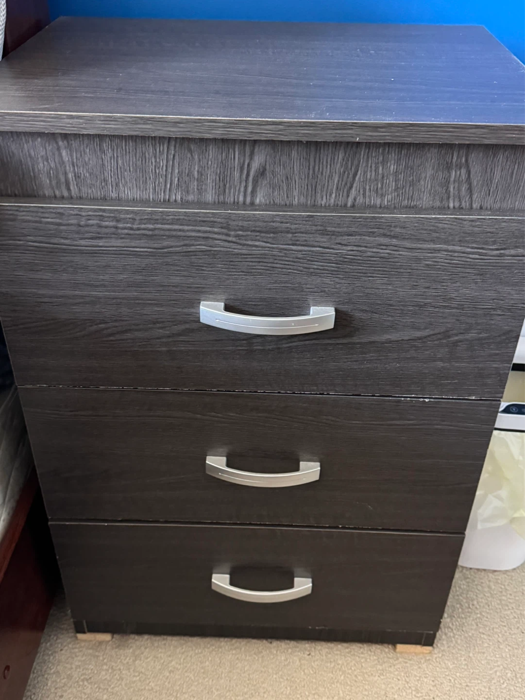 *Moving sale* Bedside tables - Dark Grey 3-Drawer Dresser