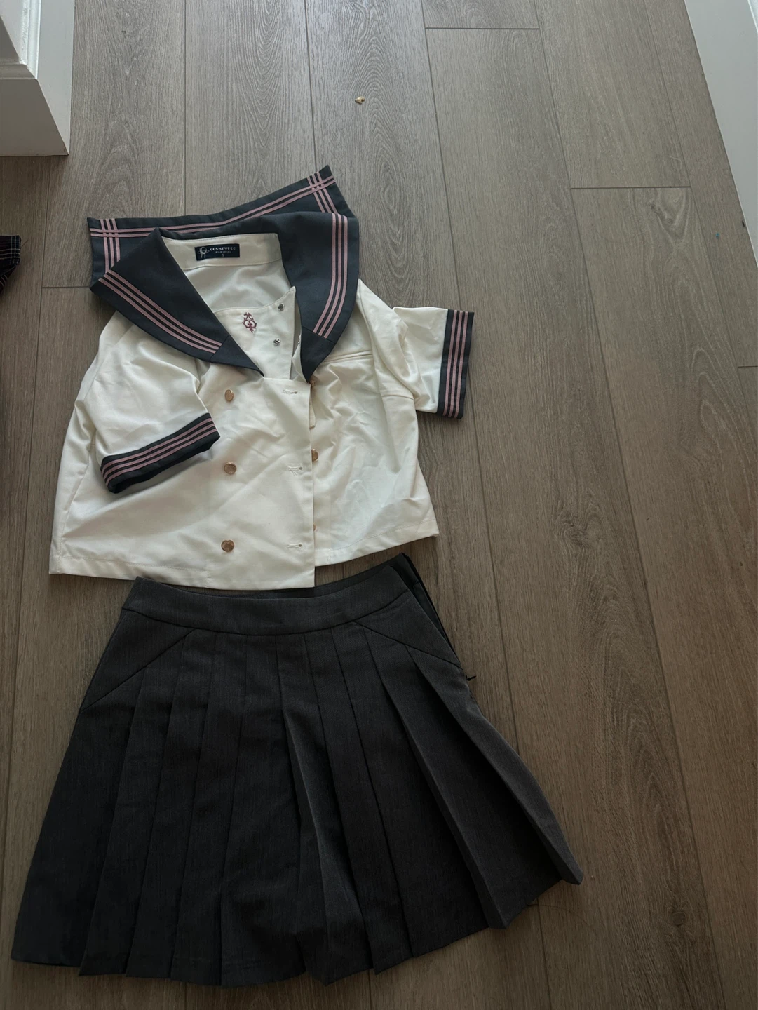 School Uniform Set - Sailor Top & Pleated Skirt