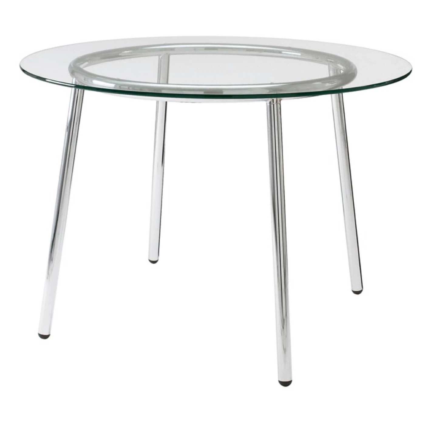 Round Glass Coffee Table with Chrome Legs