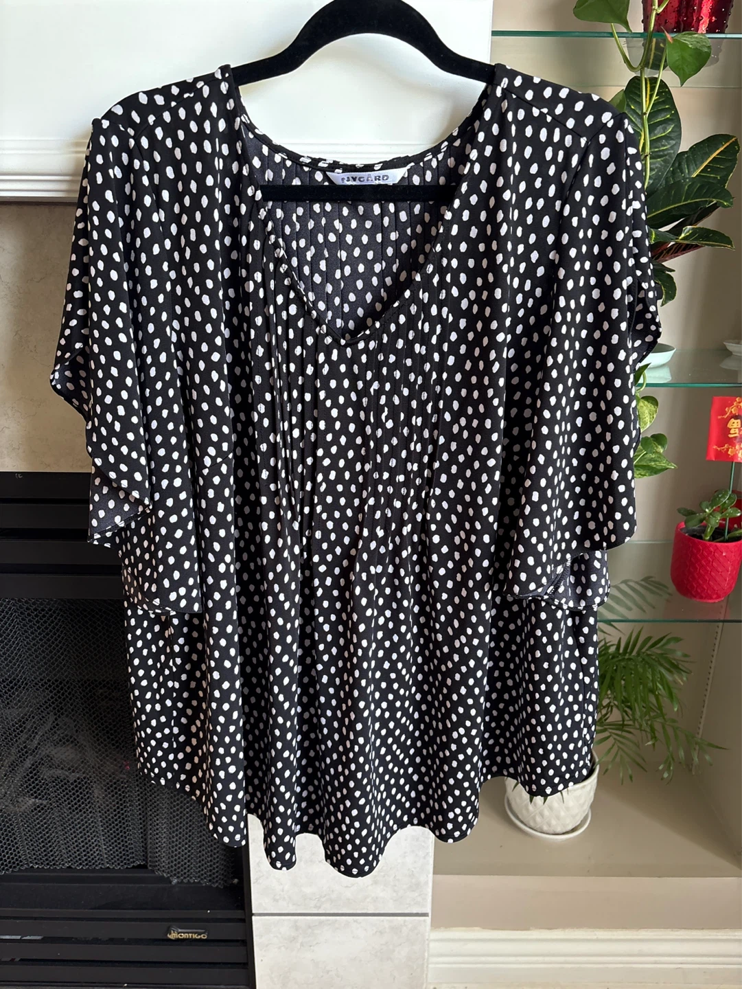 FIVE CROWNS Black & White Polka Dot Blouse