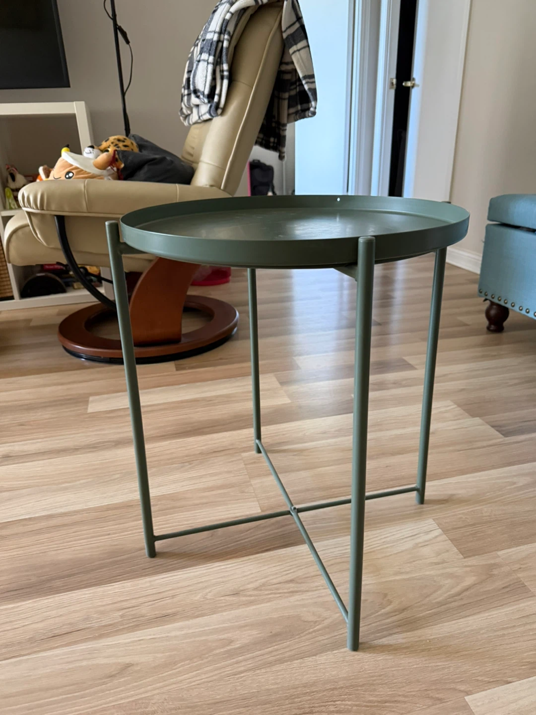 Green Metal Round Side Table