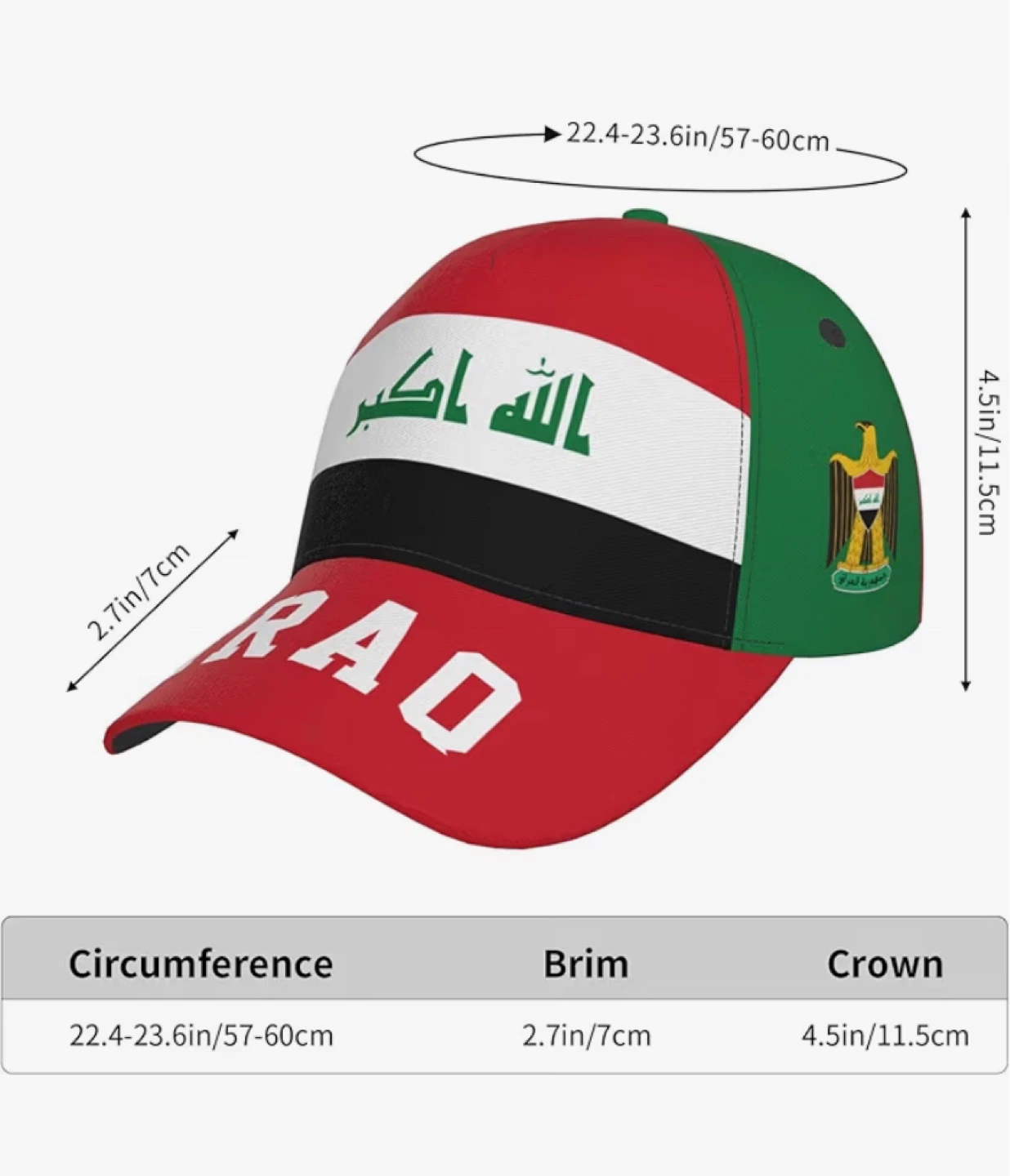 Iraq Flag Baseball Cap World Cup Hat - photo 5