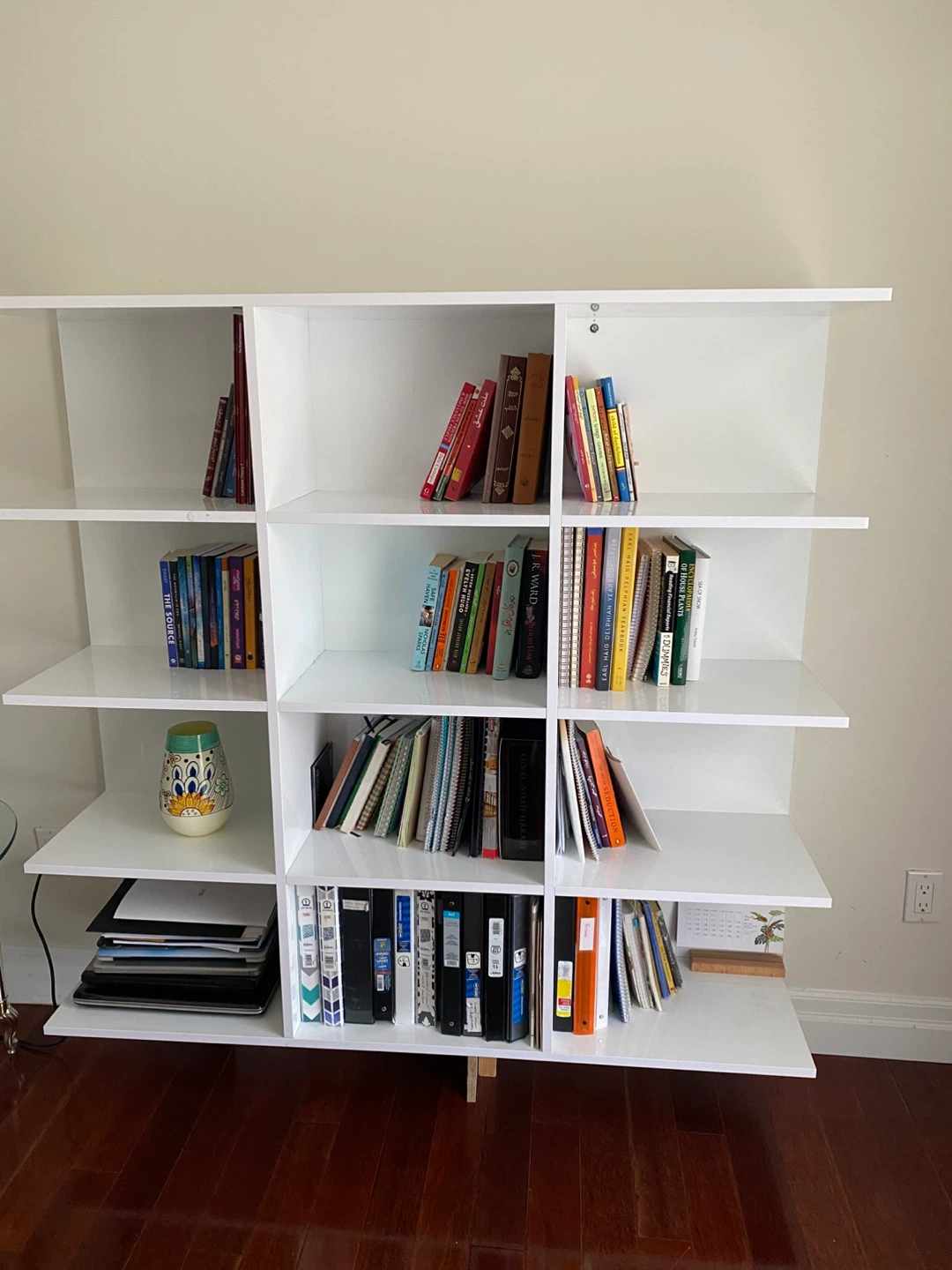 White Desk with Two Drawers with white book shelf - photo 2