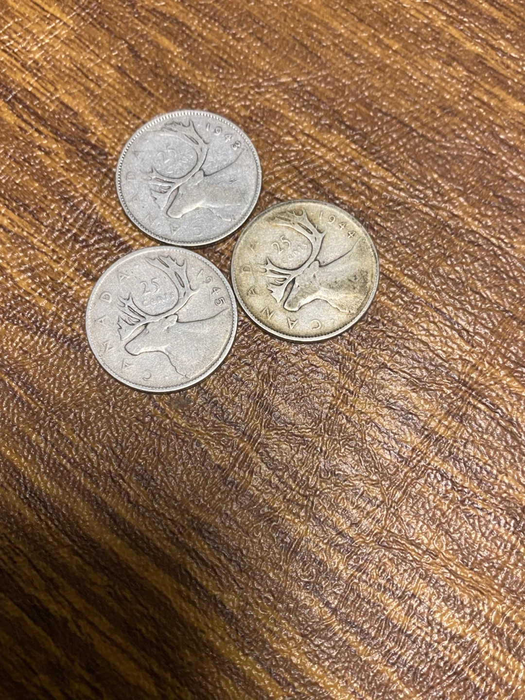 Vintage Canadian Quarters - 1943,1944,1945