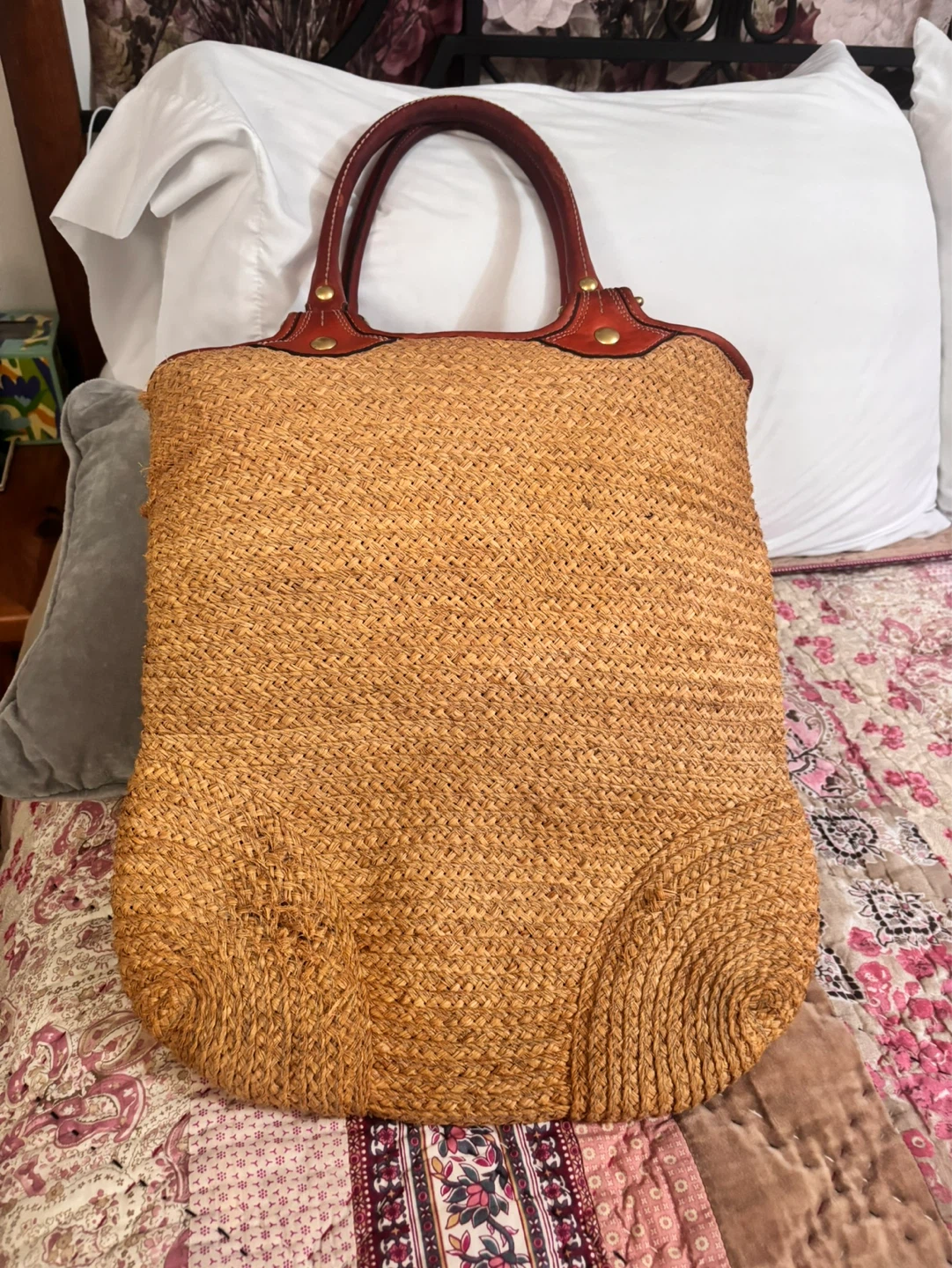 Coach Straw Tote Bag with Flower Accent - photo 2