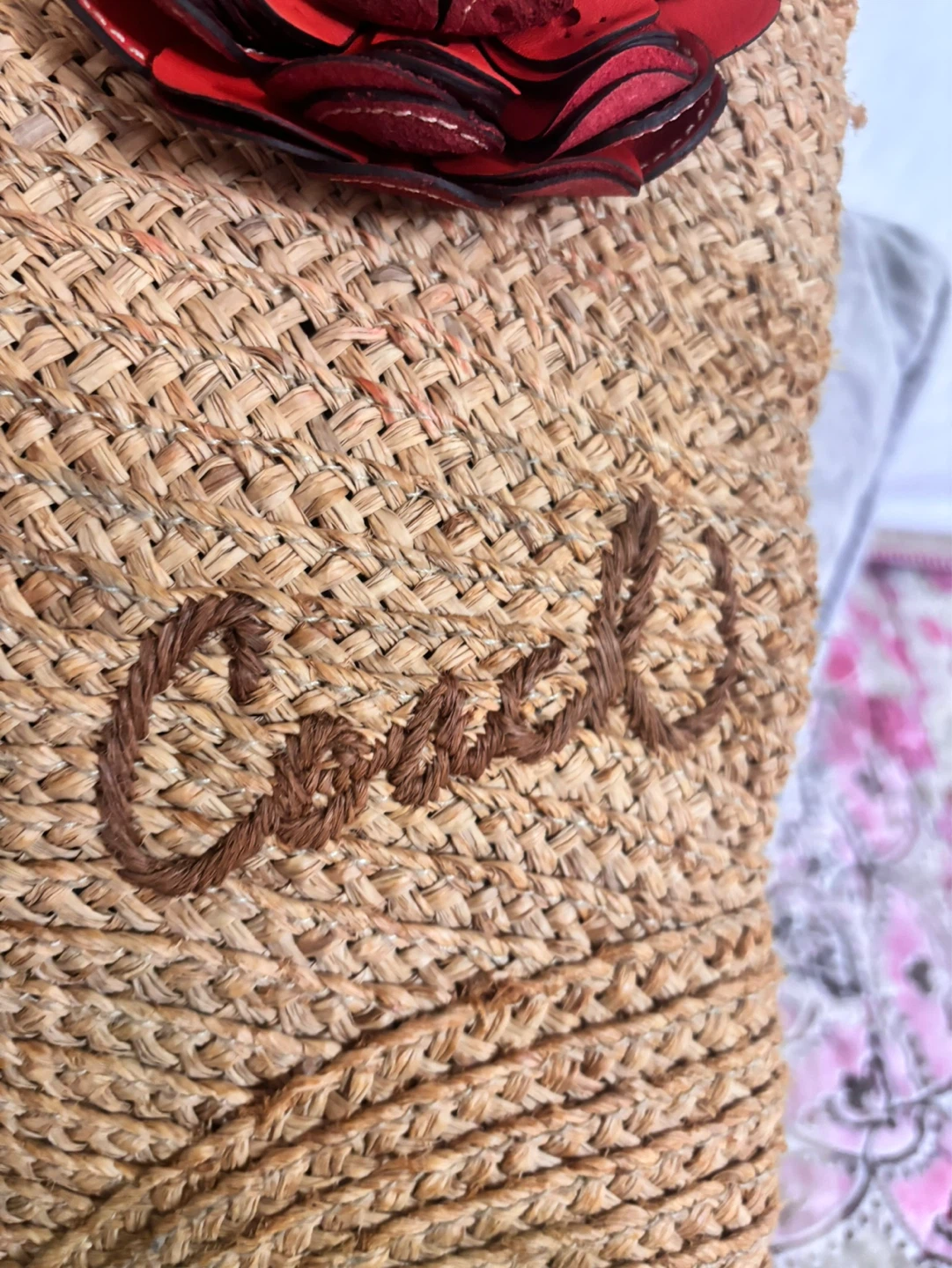 Coach Straw Tote Bag with Flower Accent - photo 3