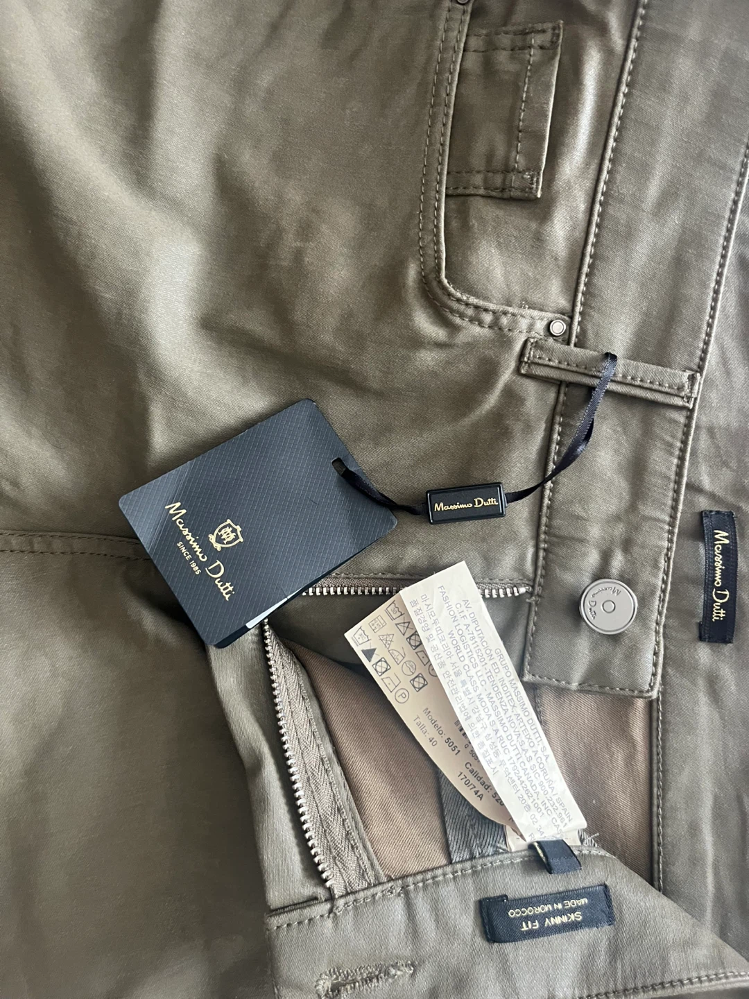 Massimo Dutti Skinny Fit Pants - Olive Green - photo 2