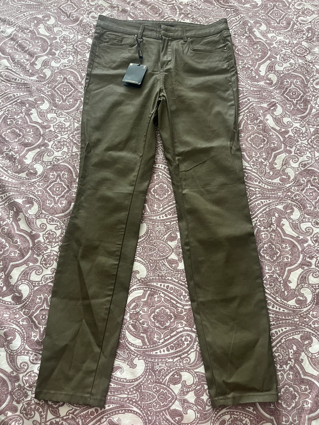 Massimo Dutti Skinny Fit Pants - Olive Green