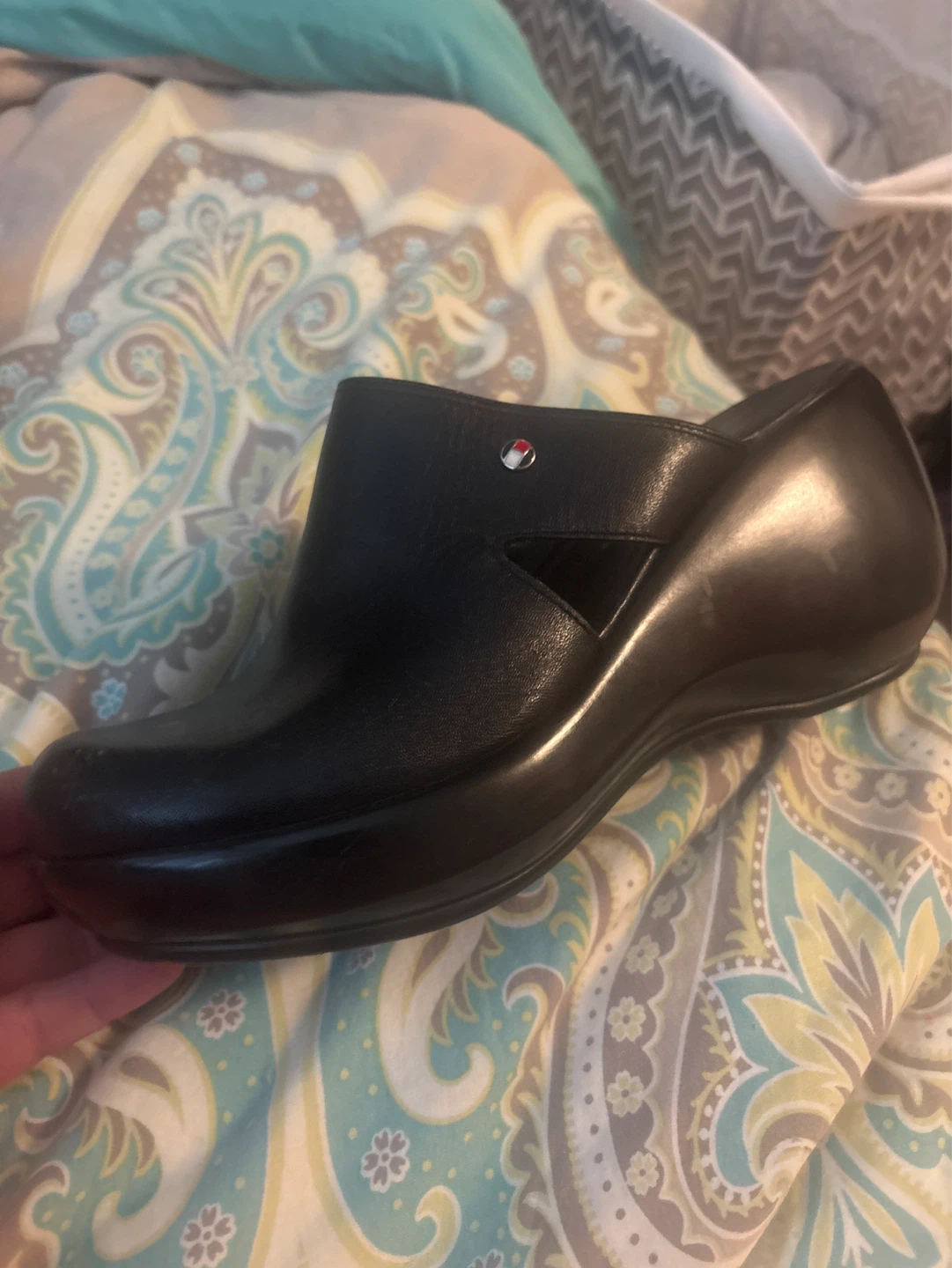 Tommy Hilfiger Black Leather Clog Shoes - Size 9 - photo 5