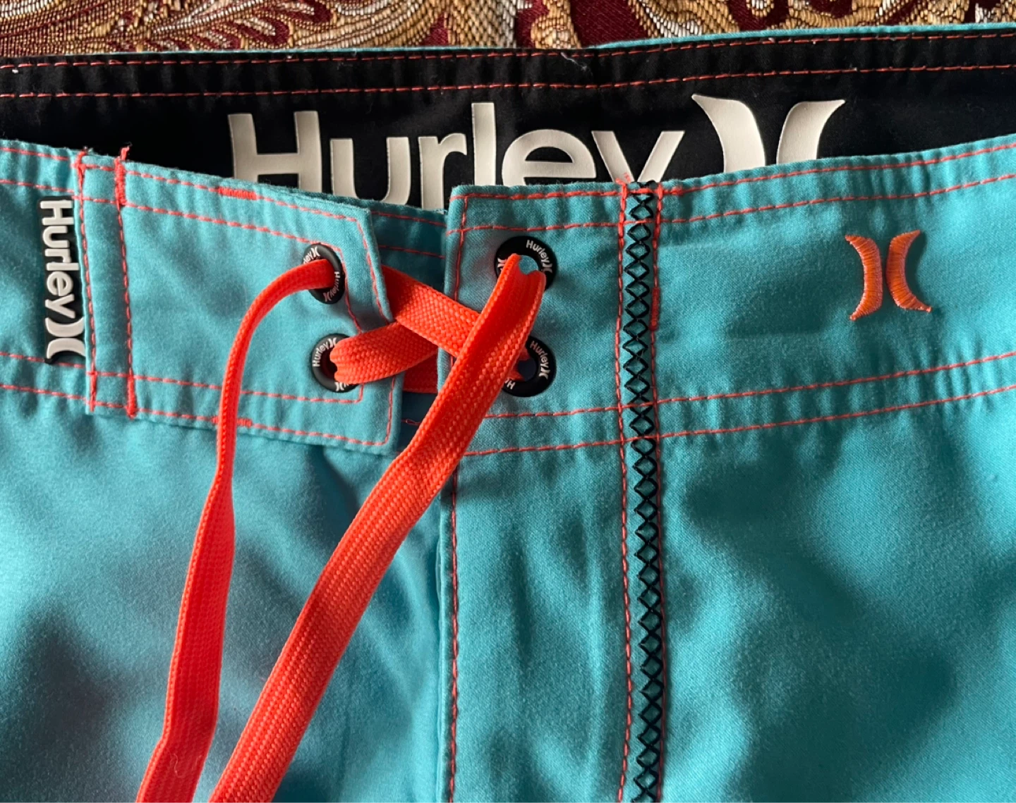 Hurley Board Shorts Teal w/ Coral Trim, Men’s size 34” waist. - photo 3