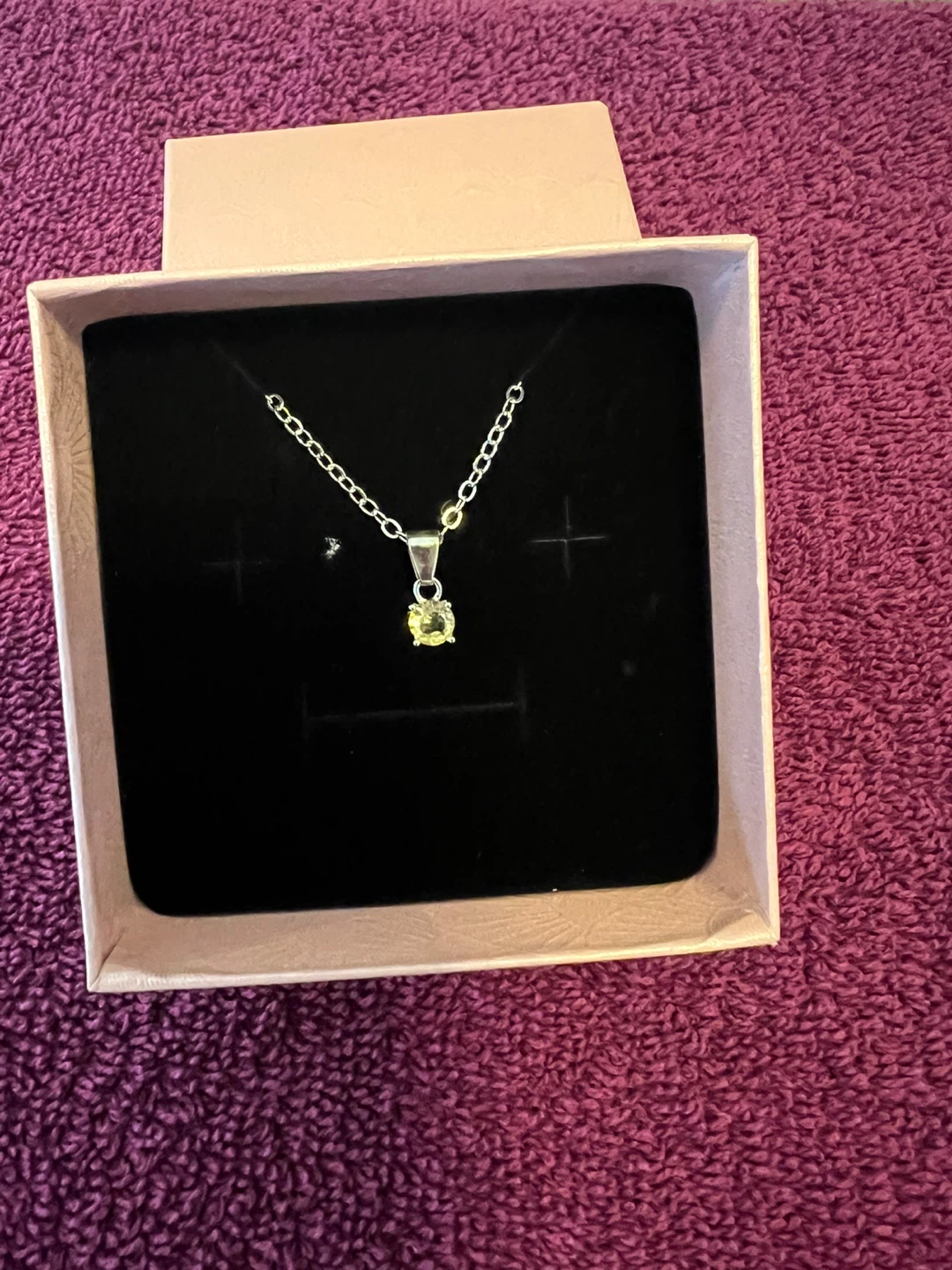 Silver Necklace with Yellow Pendant