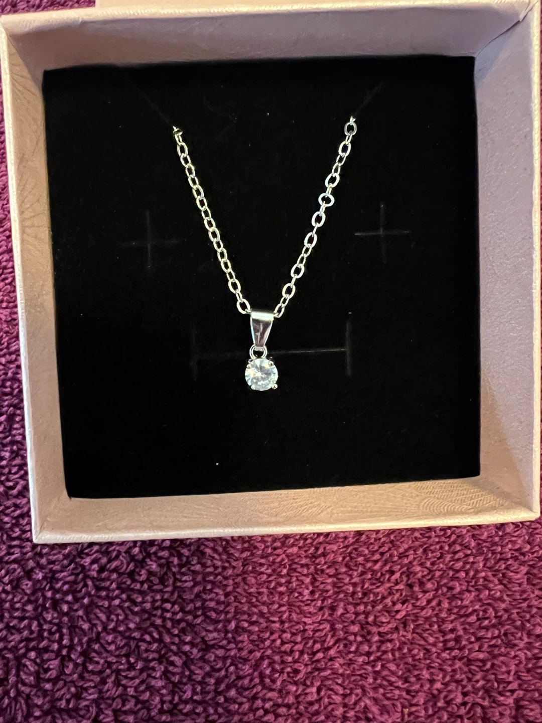 Silver Necklace with Simulant Diamond Pendant