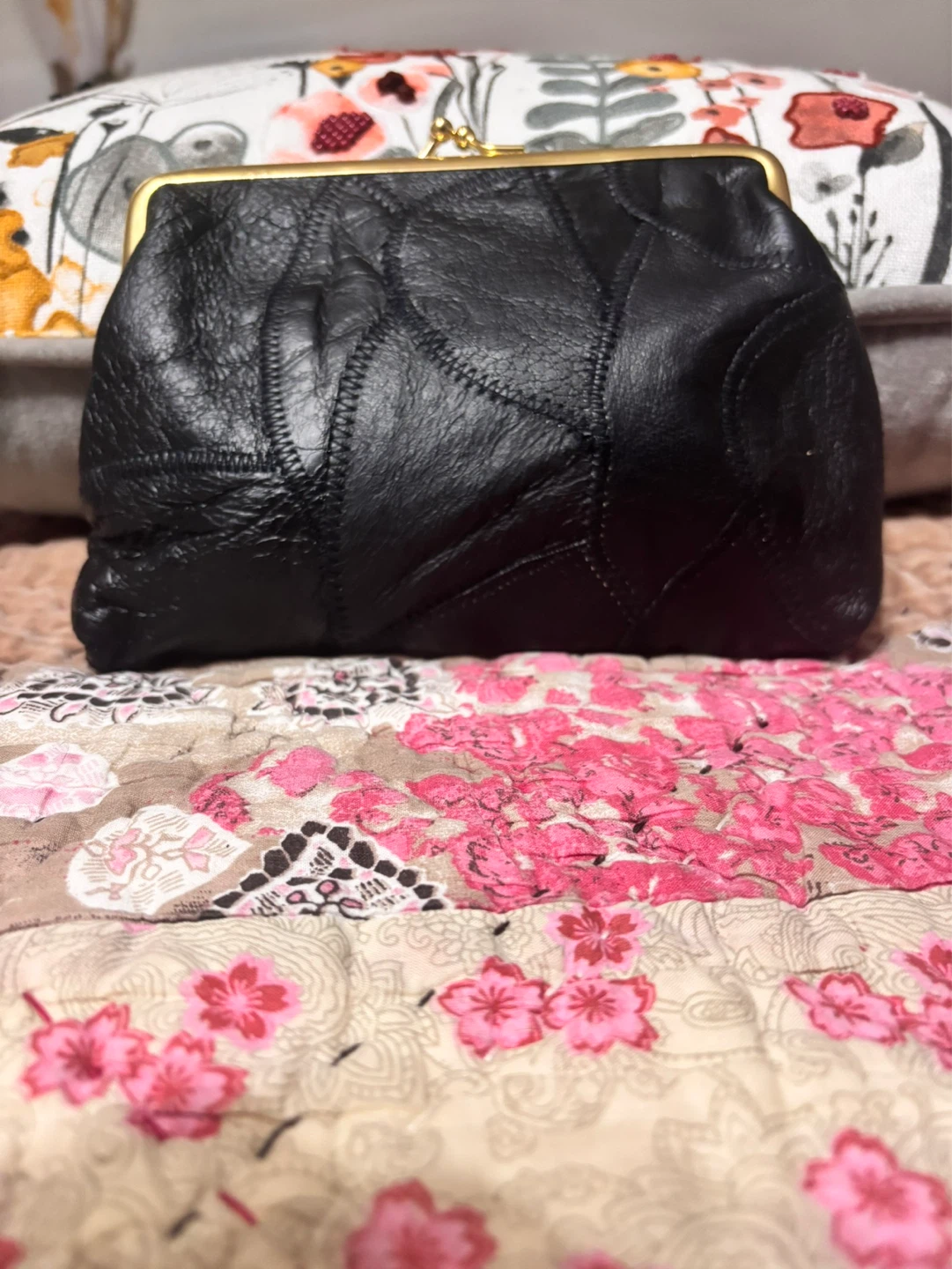 Vintage Black Patchwork Leather Clutch - photo 2