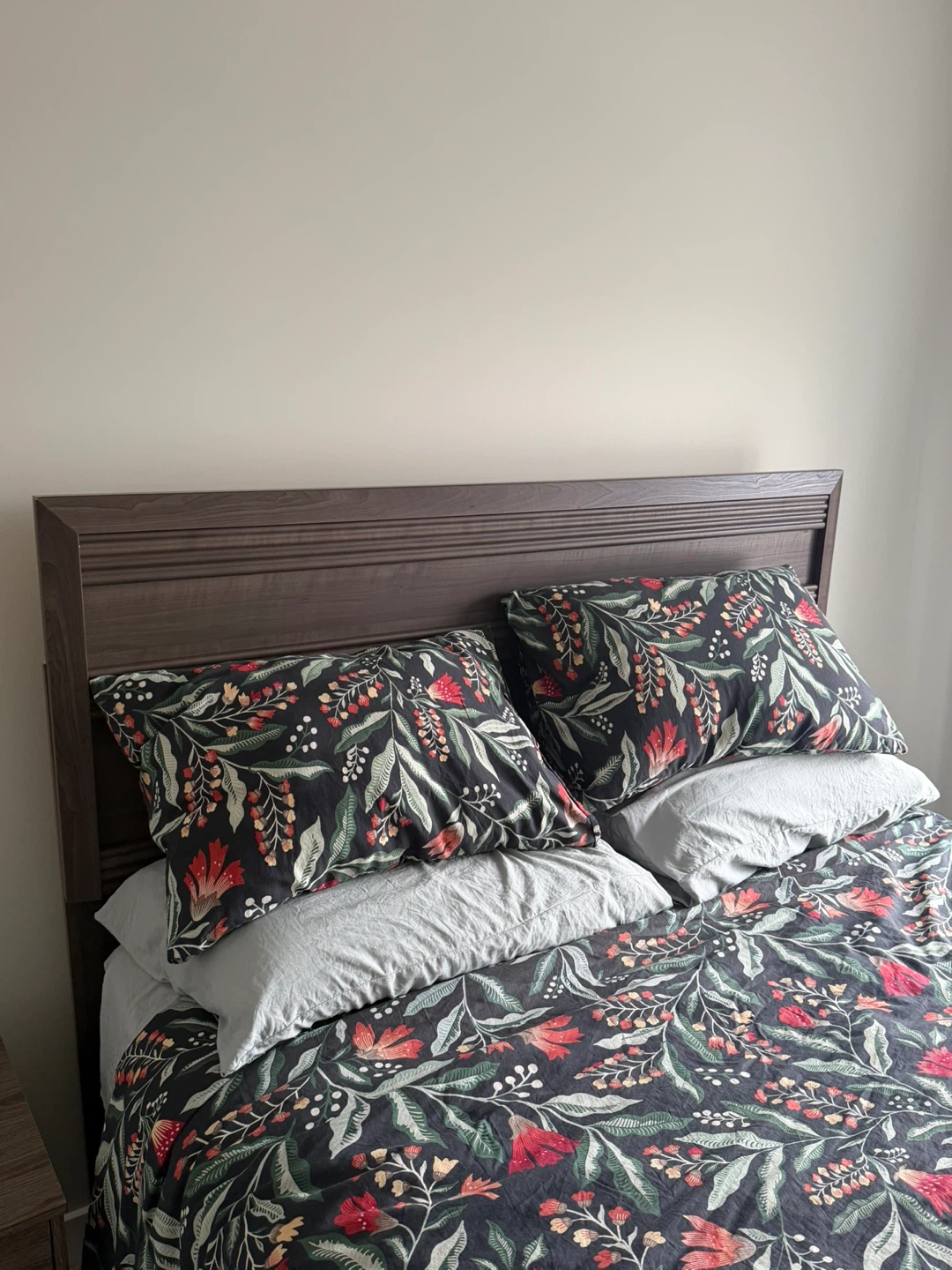 Queen bed frame (w/ box spring) and bedside table - photo 2