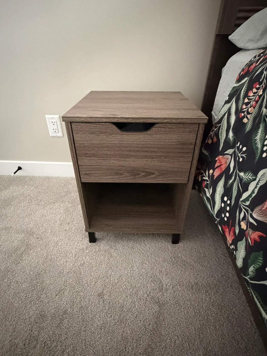 Queen bed frame (w/ box spring) and bedside table - photo 3