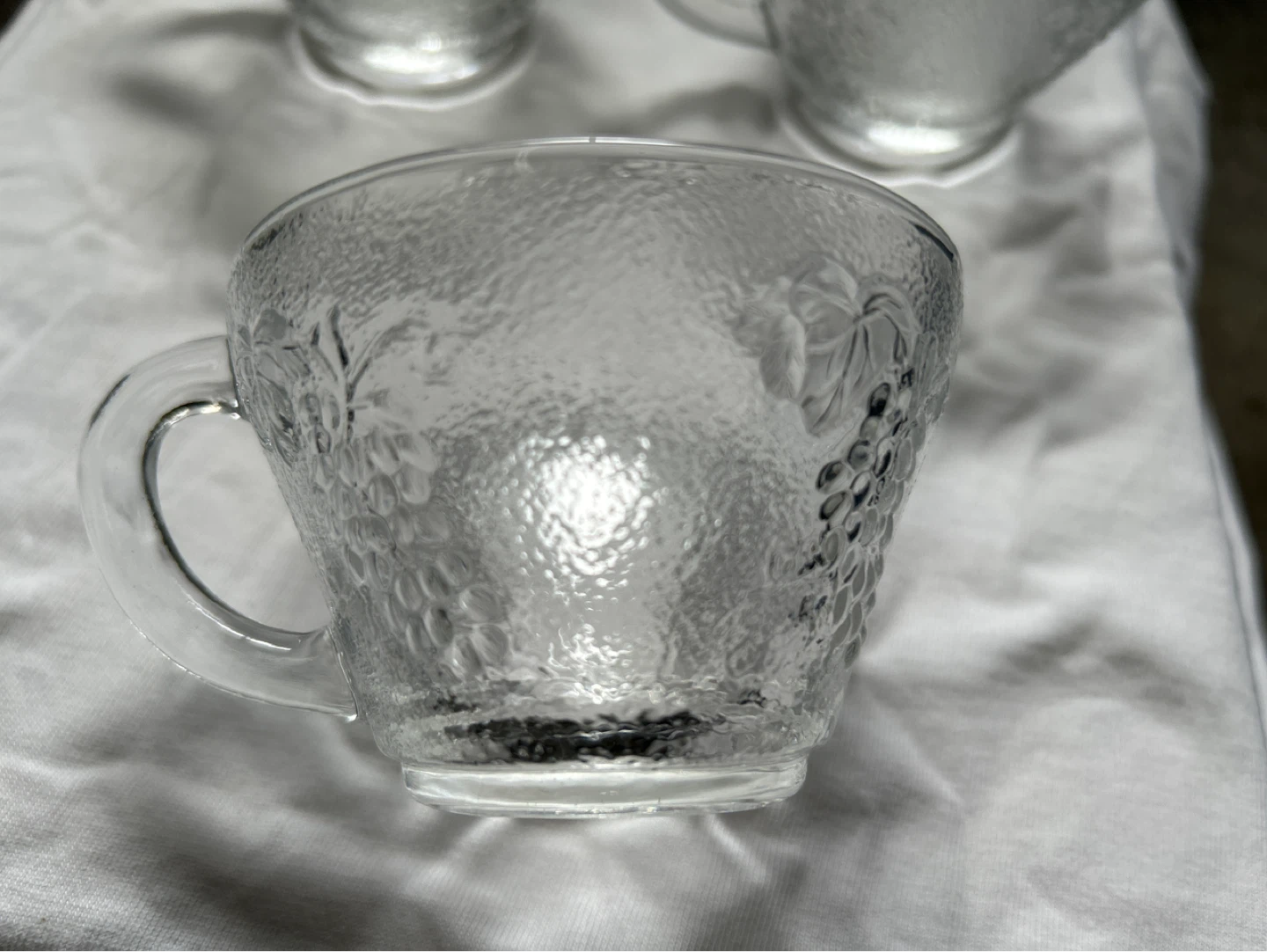 Set of 11 Vintage Glass Footed Cups with Grapes Design - photo 2