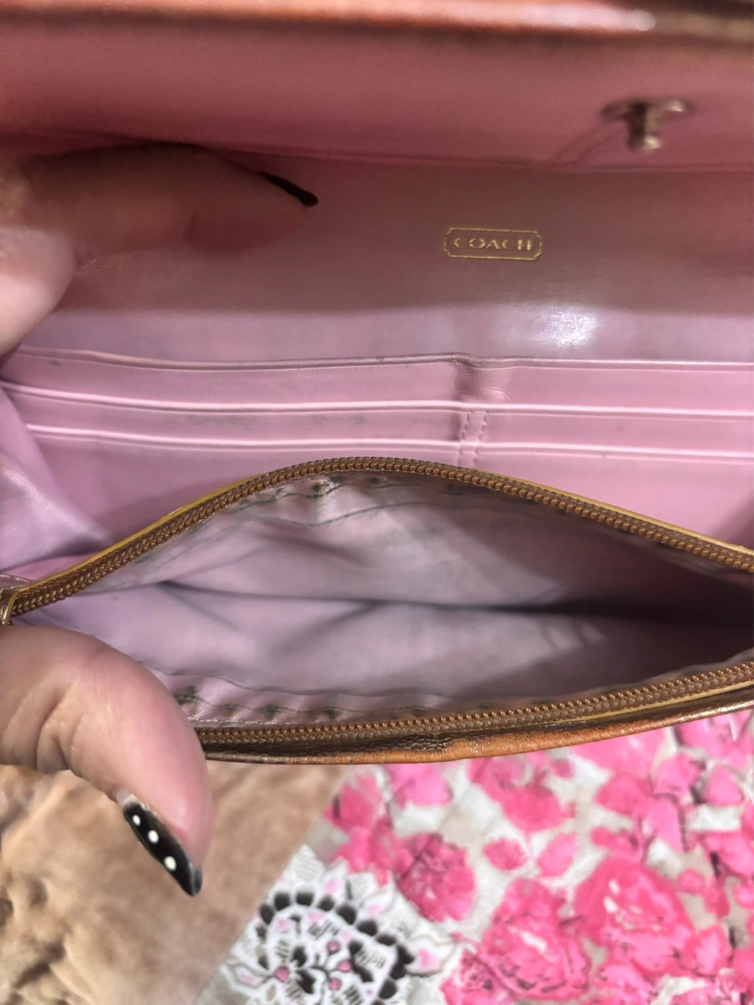 Coach Brown Metallic Leather Wallet with Buckle Closure - photo 4