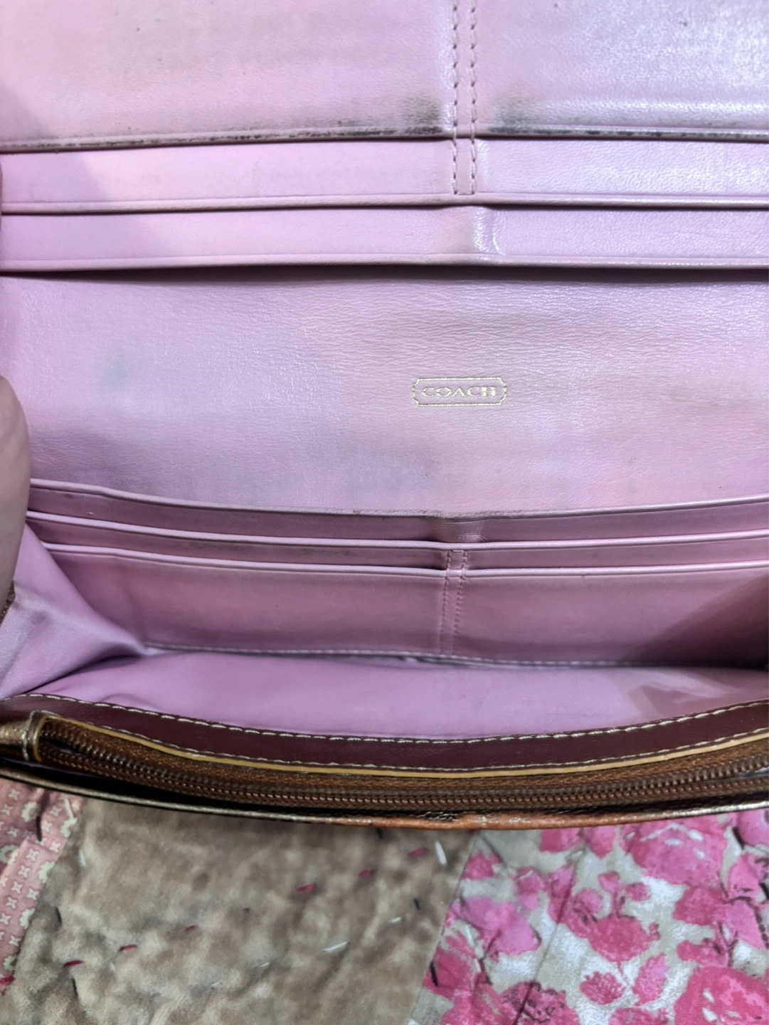 Coach Brown Metallic Leather Wallet with Buckle Closure - photo 3