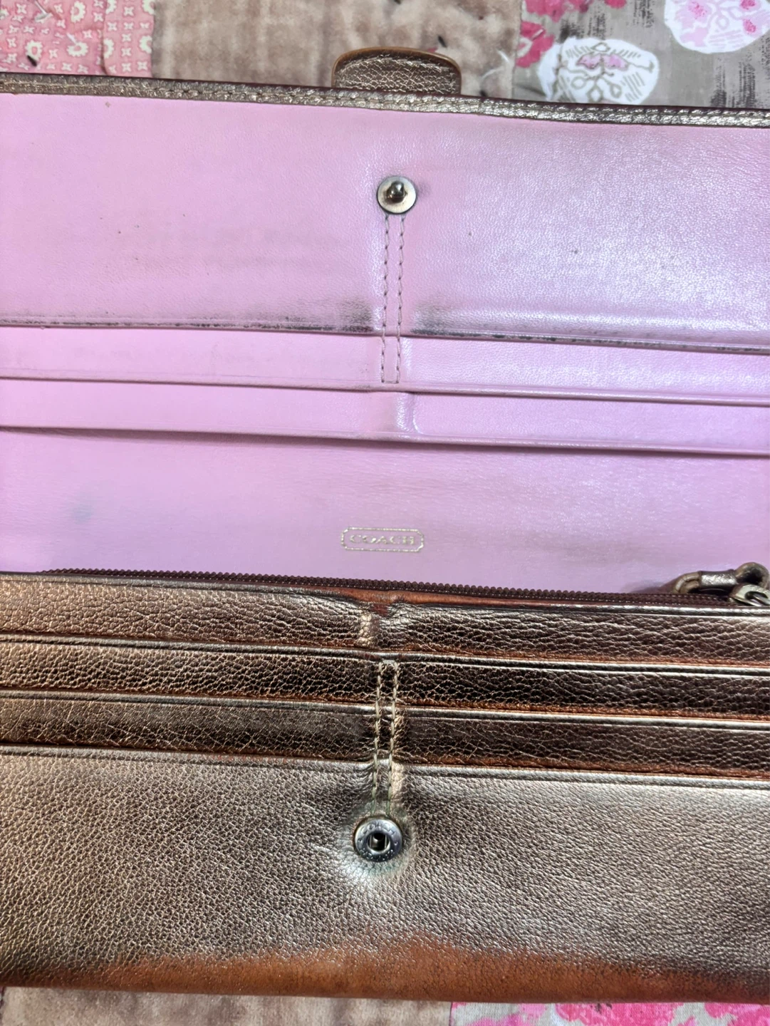 Coach Brown Metallic Leather Wallet with Buckle Closure - photo 2