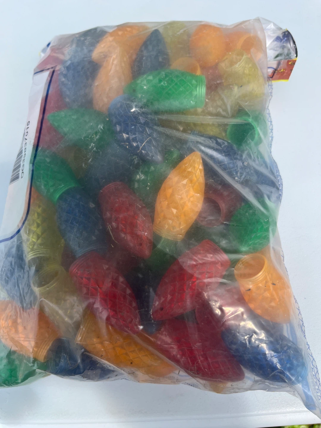 Bag of assorted color Christmas light bulbs
