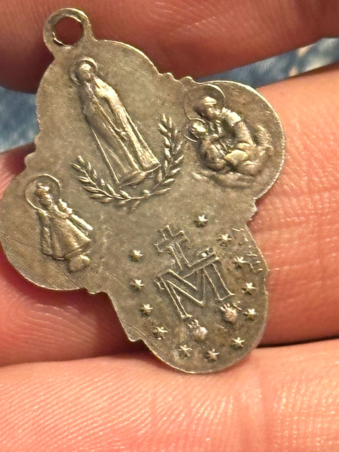 Very Nice 1800s Catholic Saints Crucifix Four Way Cross Fob - photo 2