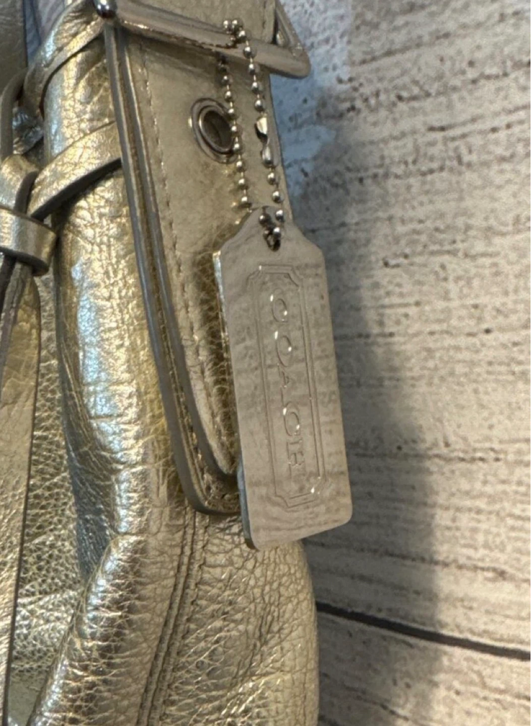 Coach Gold Metallic Leather Shoulder Bag - photo 3