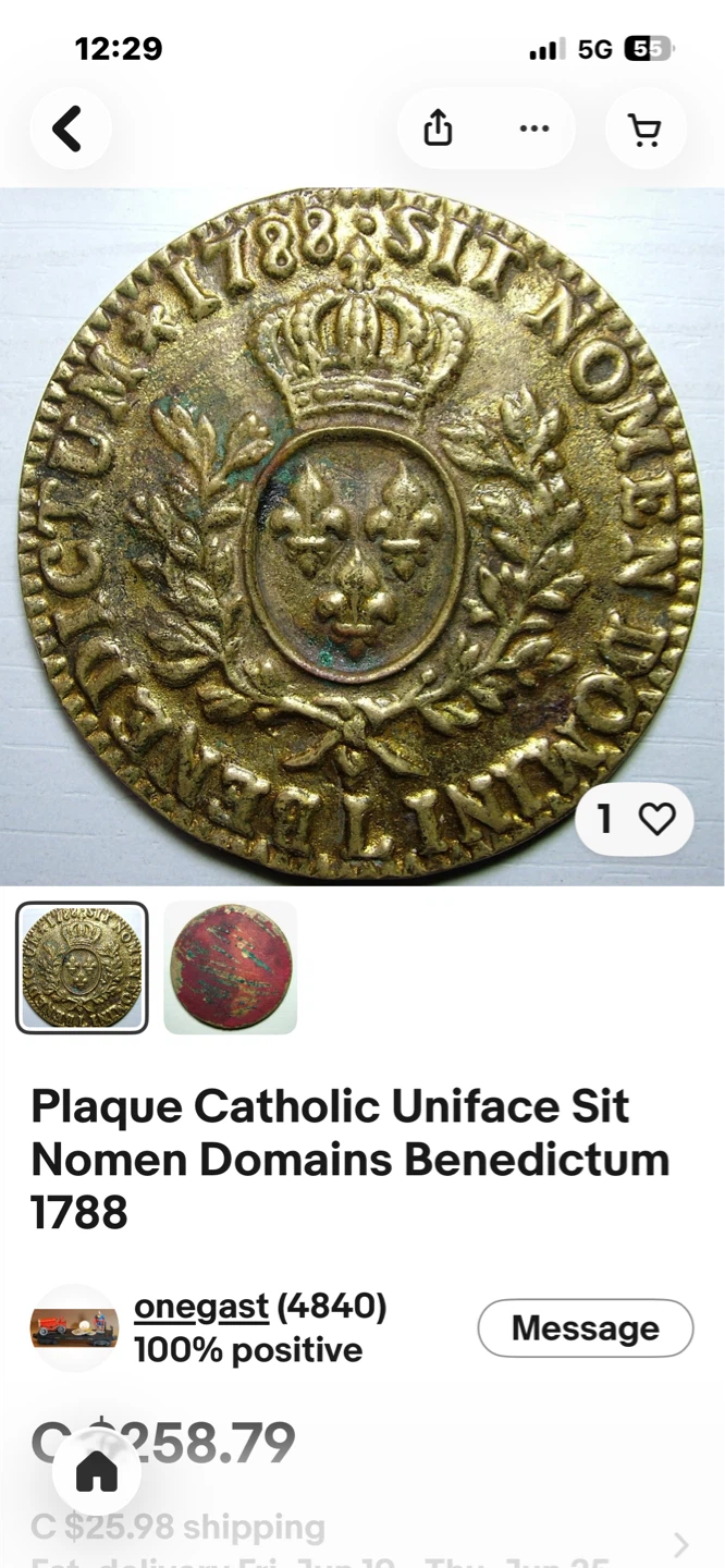 Antique Catholic Plaque Sit Nomen Benedictum 1788 - photo 2