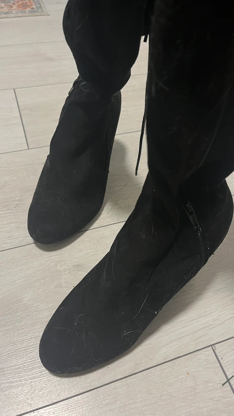 Black Suede Over-the-Knee Boots - photo 2