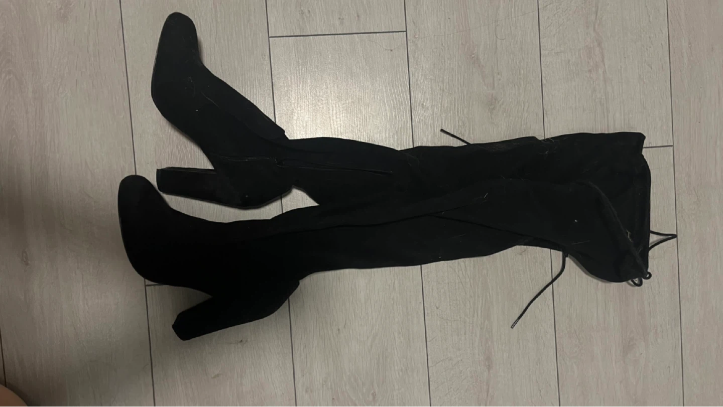 Black Suede Over-the-Knee Boots