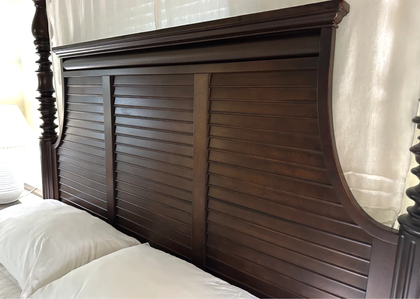 Dark Wood King Size Four-Poster Canopy Bed Frame - photo 2