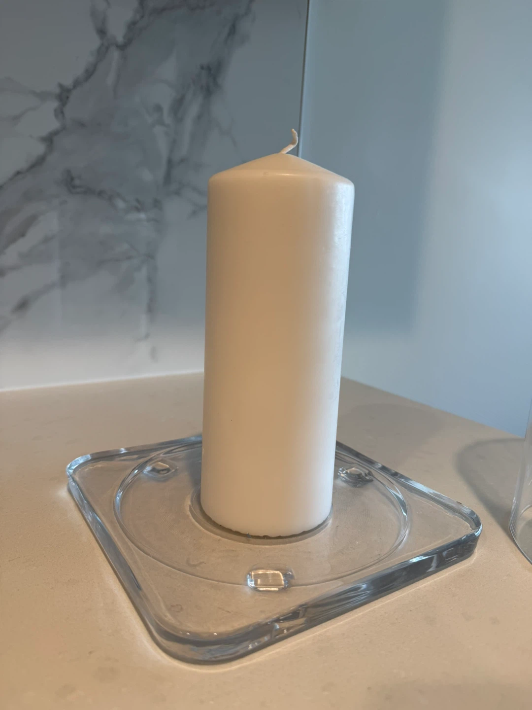 Glass Hurricane Candle Holder with White Pillar Candle - photo 3