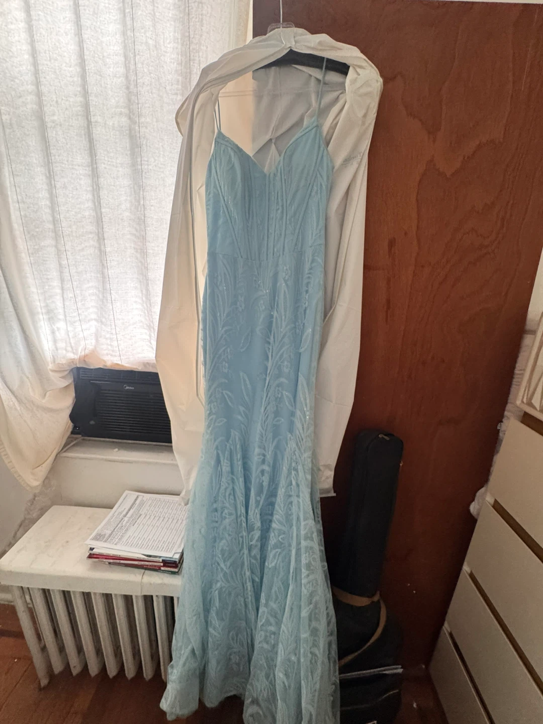 Light Blue Mermaid Lace Gown