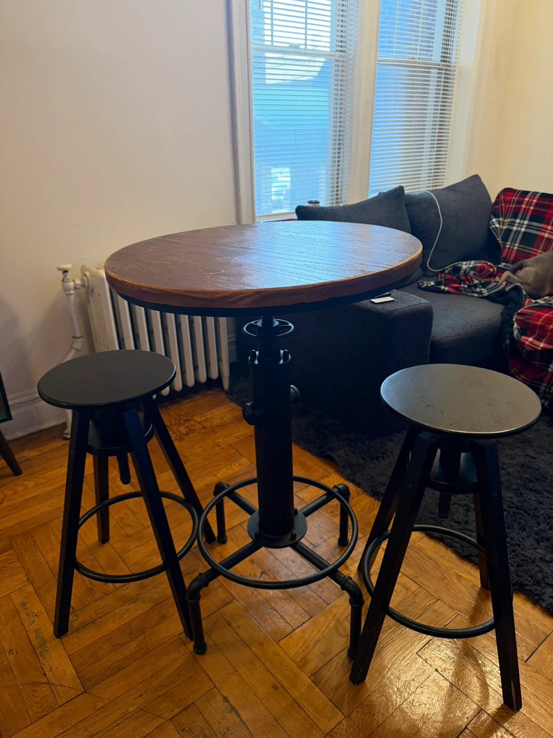 Adjustable Height Pub Table Set with 2 Stools - photo 3