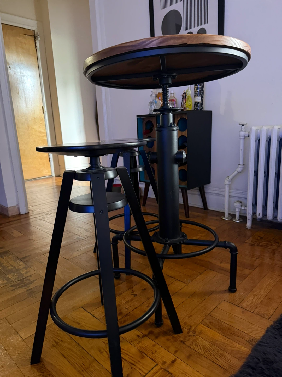 Adjustable Height Pub Table Set with 2 Stools - photo 5