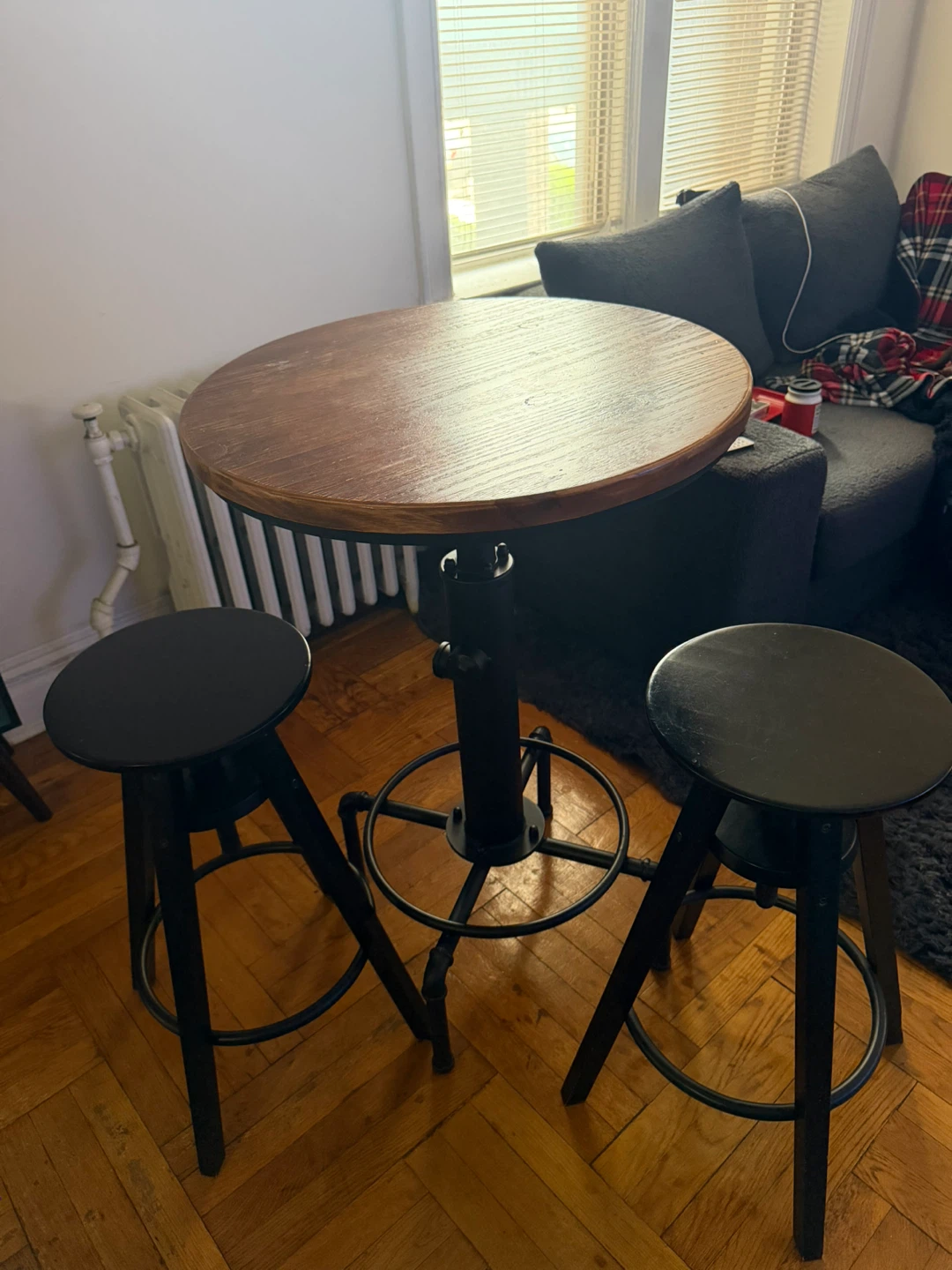 Adjustable Height Pub Table Set with 2 Stools