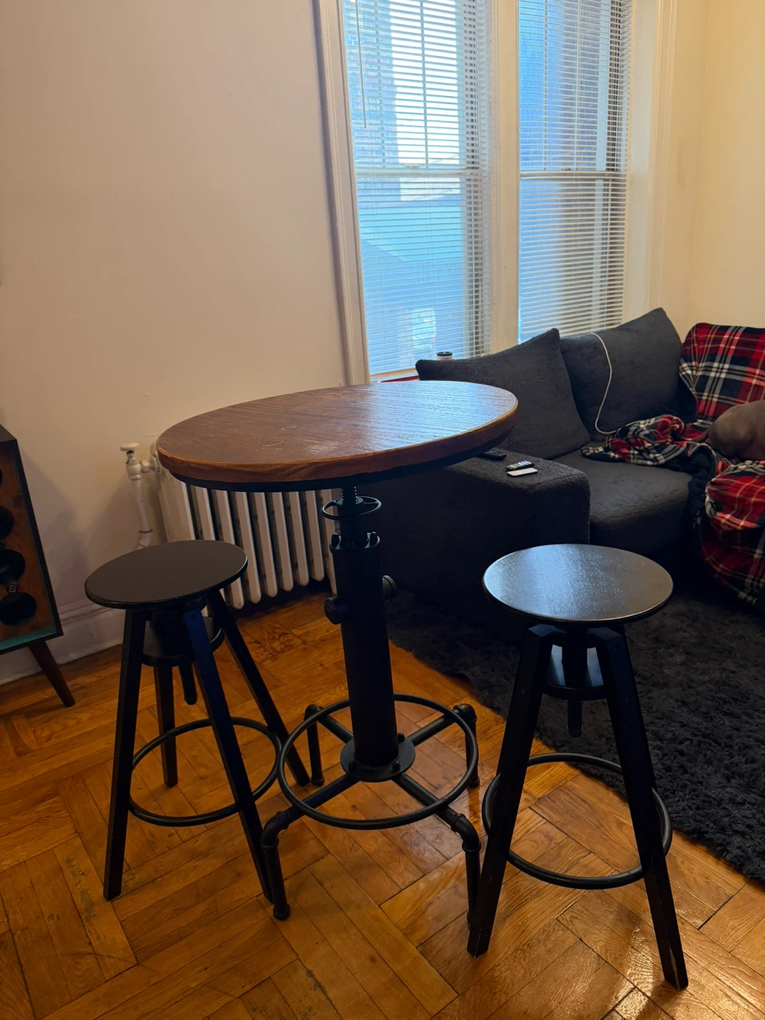 Adjustable Height Pub Table Set with 2 Stools - photo 2