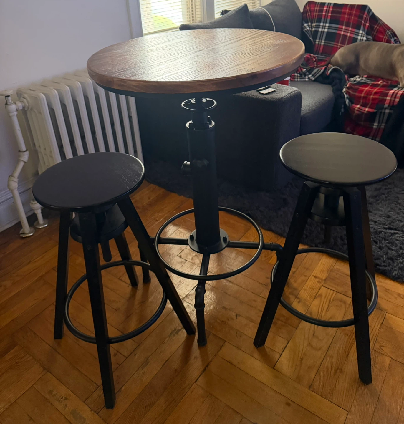 Adjustable Height Pub Table Set with 2 Stools - photo 4