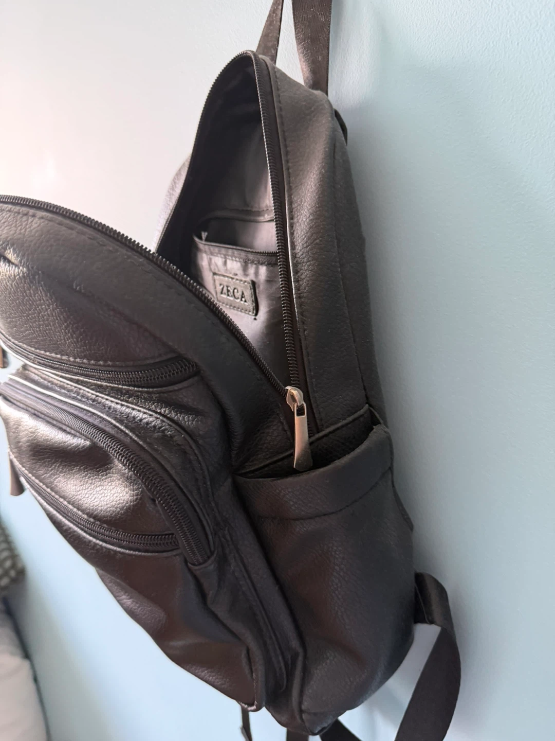 ZECA mini Black Faux Leather Backpack Purse - photo 4