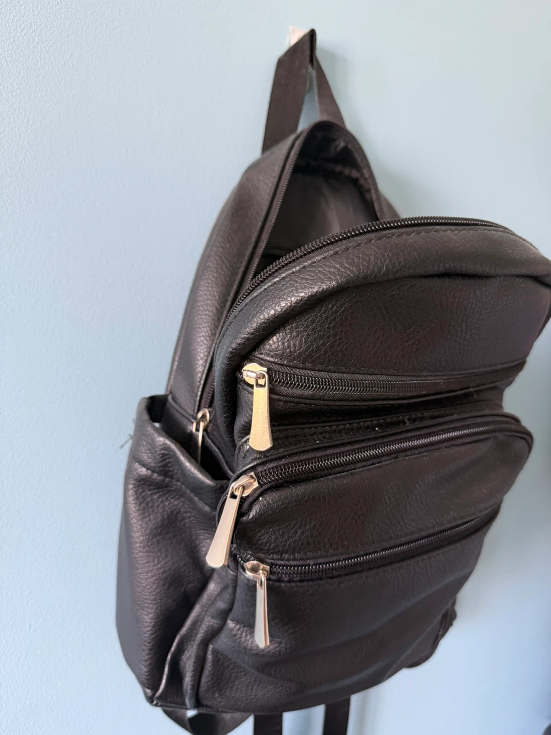 ZECA mini Black Faux Leather Backpack Purse - photo 2