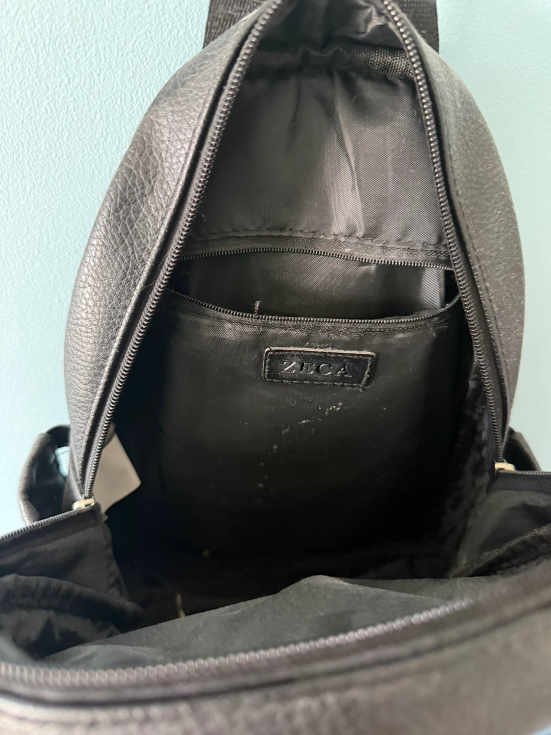 ZECA mini Black Faux Leather Backpack Purse - photo 3