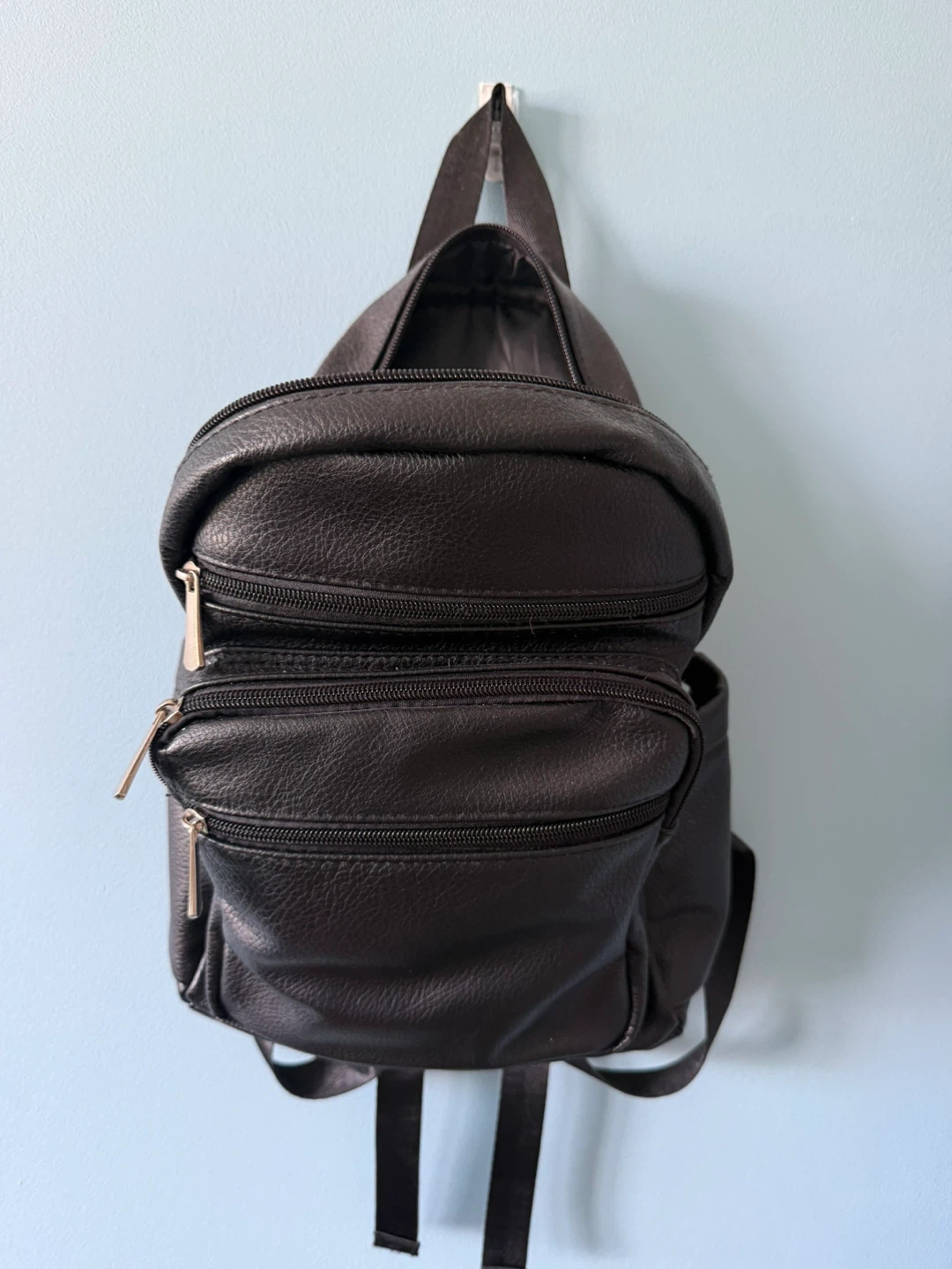 ZECA mini Black Faux Leather Backpack Purse