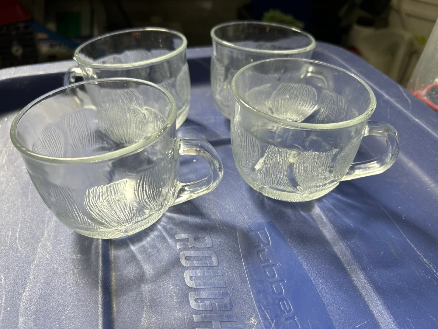Arcoroc Fleur Cups Four France Vintage Tempered Glass